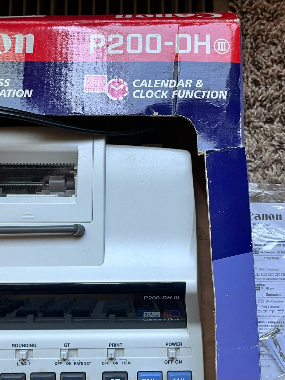 Canon P23-DH III Desktop Printing Calculator And Power Adaptor/Instructions/Box